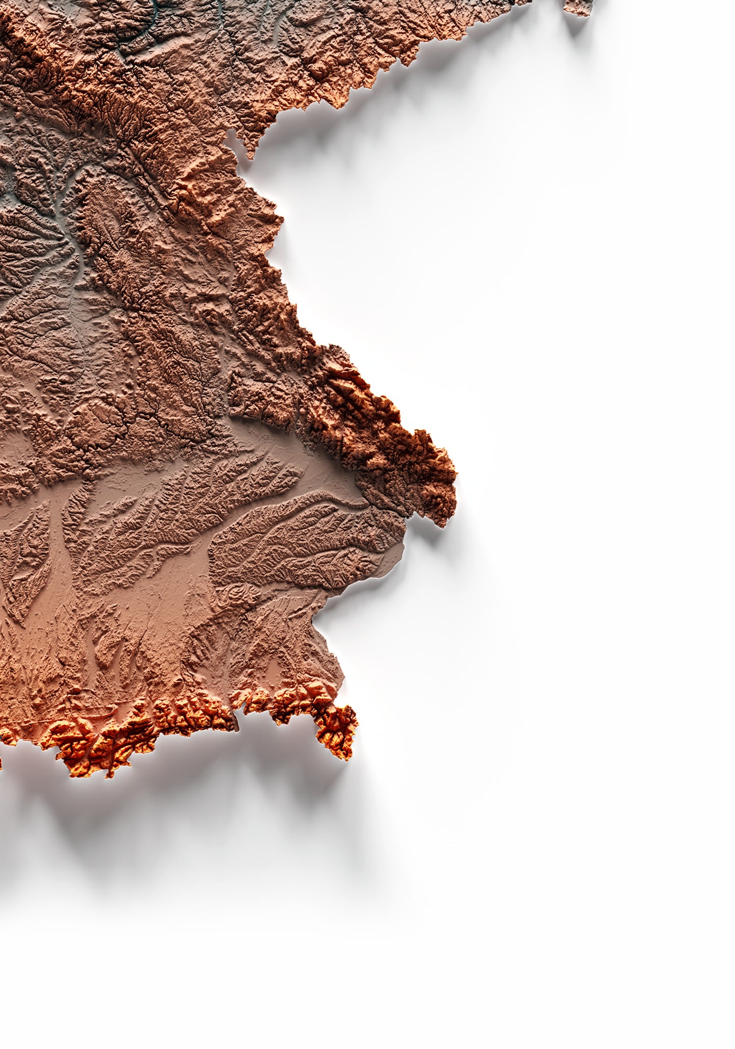 ALEMANIA. Mapa de relieve con contraste.