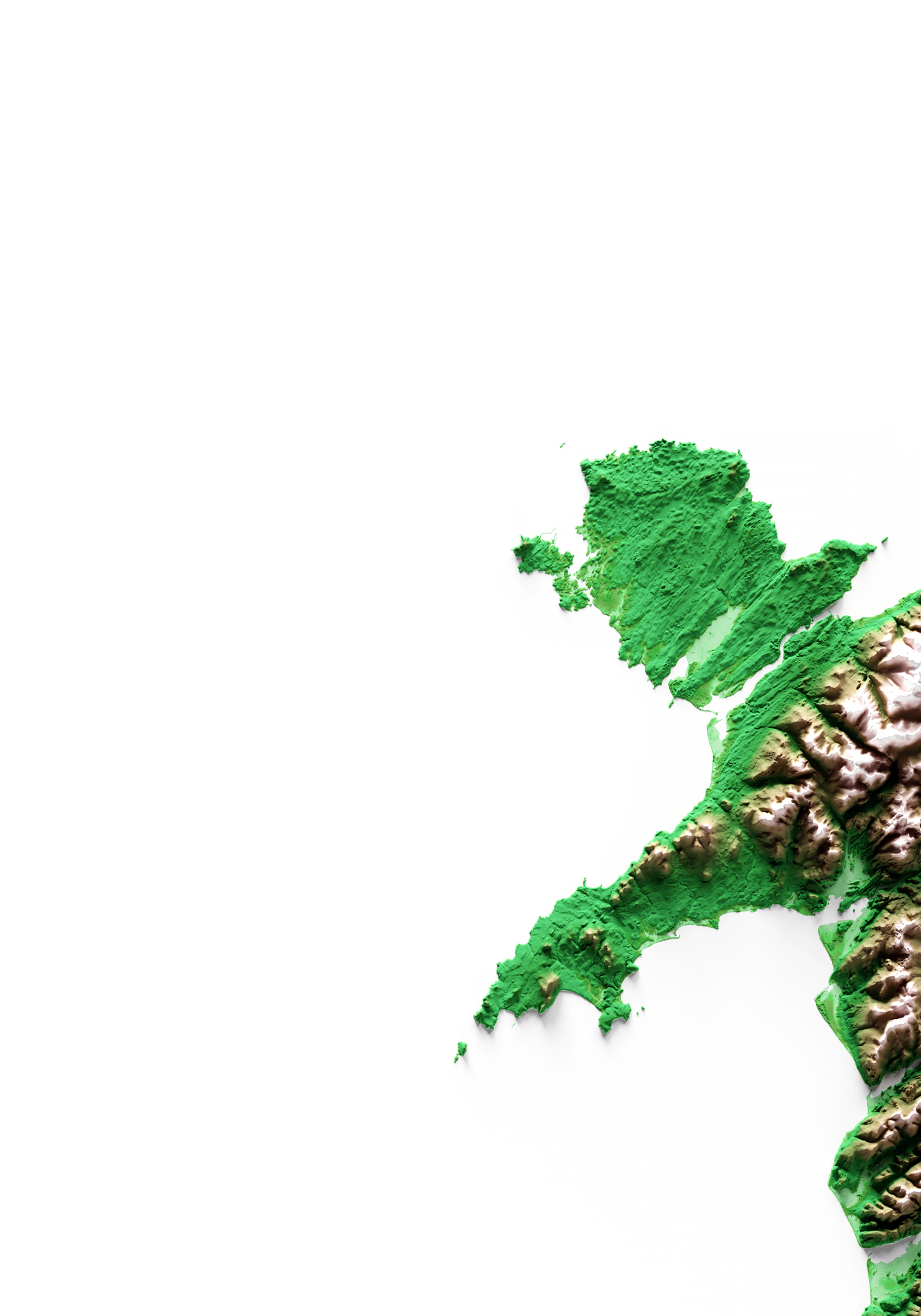 GALES - CYMRU. Classic Relief Map Print.