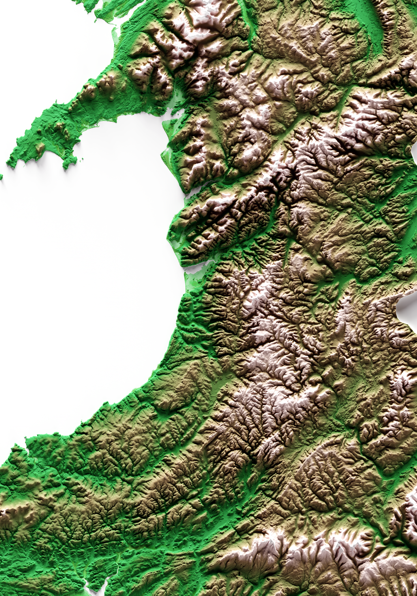 GALES - CYMRU. Classic Relief Map Print.