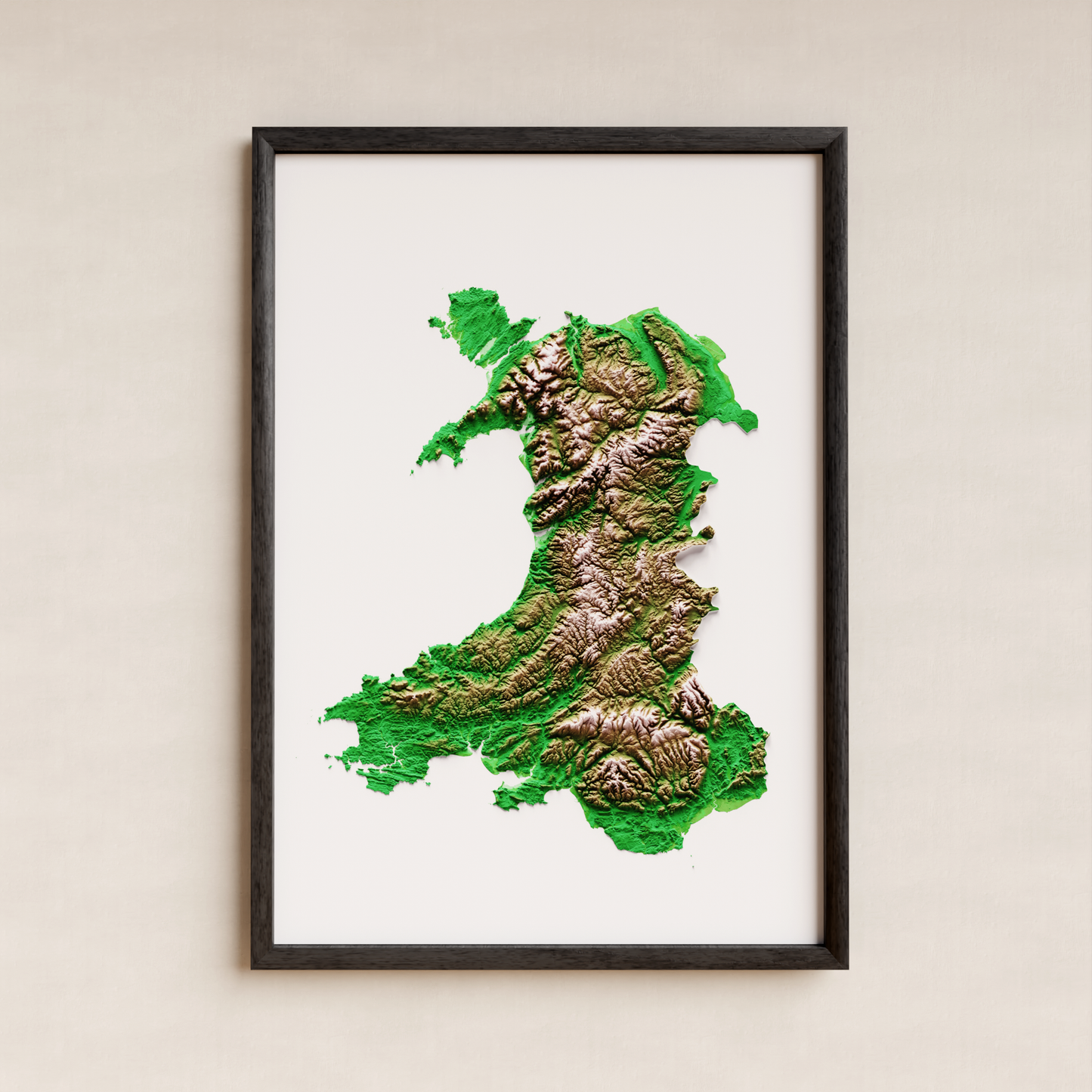 GALES - CYMRU. Classic Relief Map Print.