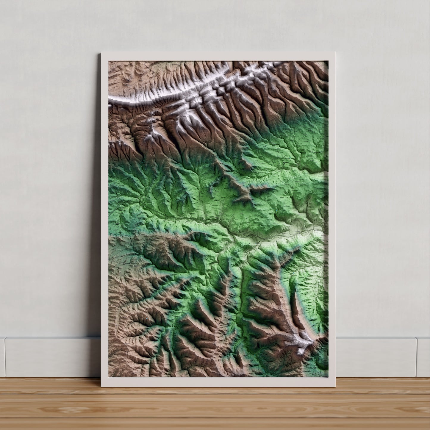 Mapa artístico del relieve de Aguilar de Segarra, al Bages, con 15 km de entorno y base topográfica ICGC. Presentación enmarcada.