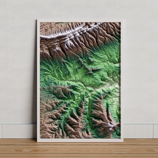 Mapa artístico del relieve de Aguilar de Segarra, al Bages, con 15 km de entorno y base topográfica ICGC. Presentación enmarcada.
