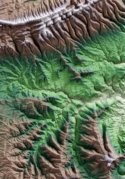 Mapa artístico del relieve de Aguilar de Segarra, al Bages, con 15 km de entorno y base topográfica ICGC