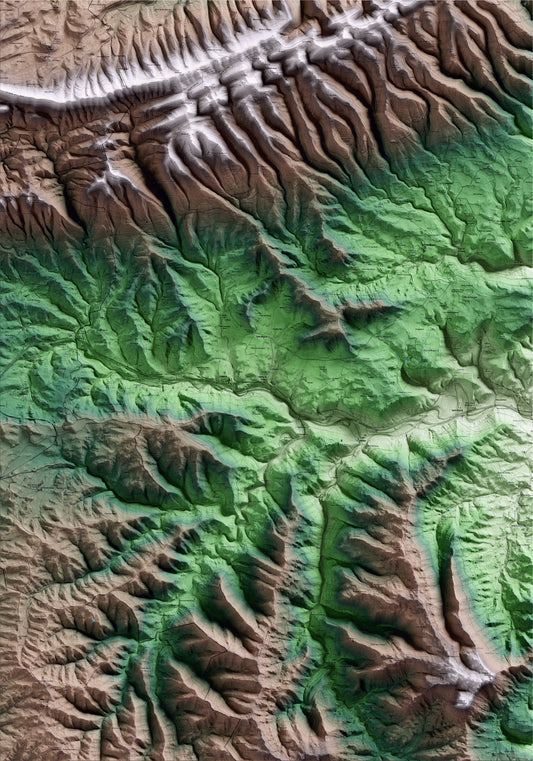 Mapa artístico del relieve de Aguilar de Segarra, al Bages, con 15 km de entorno y base topográfica ICGC