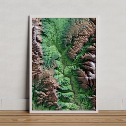 Mapa artístico del relieve de Aiguafreda, a Osona, con 15 km de entorno y base topográfica ICGC. Presentación enmarcada.
