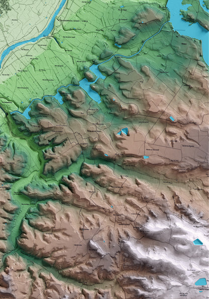 Mapa artístico del relieve de Aitona, al Segrià, con 15 km de entorno y base topográfica ICGC. Detalle de la zona inferior derecha.
