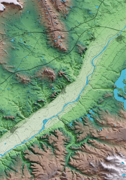 Mapa artístico del relieve de Aitona, al Segrià, con 15 km de entorno y base topográfica ICGC