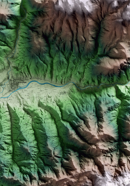 Mapa artístico del relieve de Alàs i Cerc, al Alt Urgell, con 15 km de entorno y base topográfica ICGC