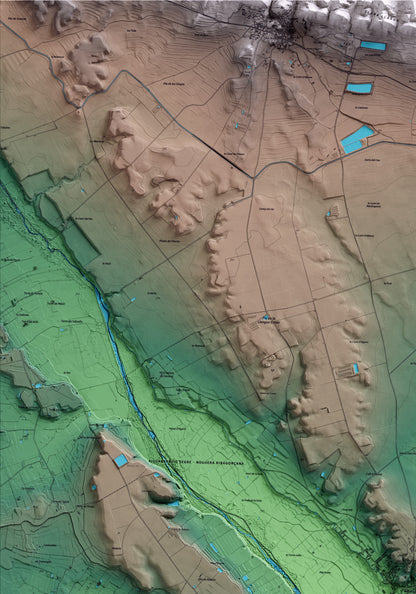 Mapa artístico del relieve de Albesa, a la Noguera, con 15 km de entorno y base topográfica ICGC. Detalle de la zona superior izquierda.