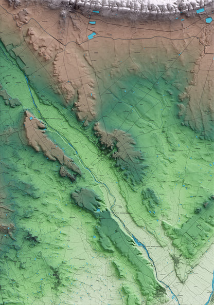 Mapa artístico del relieve de Albesa, a la Noguera, con 15 km de entorno y base topográfica ICGC