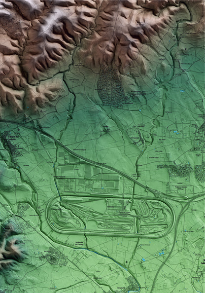 Mapa artístico del relieve de Albinyana, al Baix Penedès, con 15 km de entorno y base topográfica ICGC. Detalle de la zona superior derecha.
