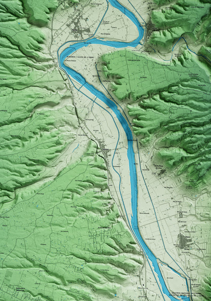 Mapa artístico del relieve de Aldover, al Baix Ebre, con 15 km de entorno y base topográfica ICGC. Detalle de la zona central.