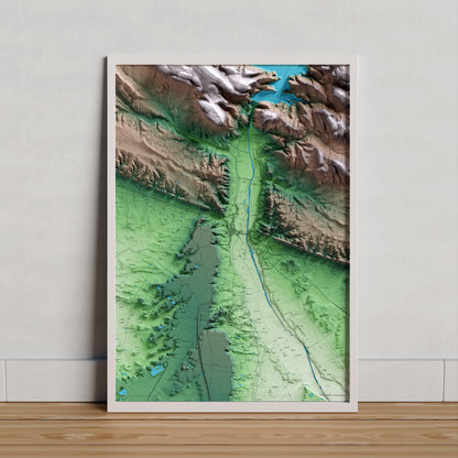 Mapa artístico del relieve de Alfarràs, al Segrià, con 15 km de entorno y base topográfica ICGC. Presentación enmarcada.