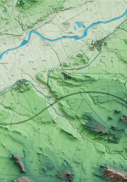 Mapa artístico del relieve de Alfés, al Segrià, con 15 km de entorno y base topográfica ICGC. Detalle de la zona superior izquierda.