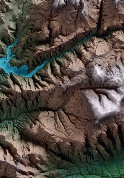 Mapa artístico del relieve de Alforja, al Baix Camp, con 15 km de entorno y base topográfica ICGC. Detalle de la zona superior izquierda.