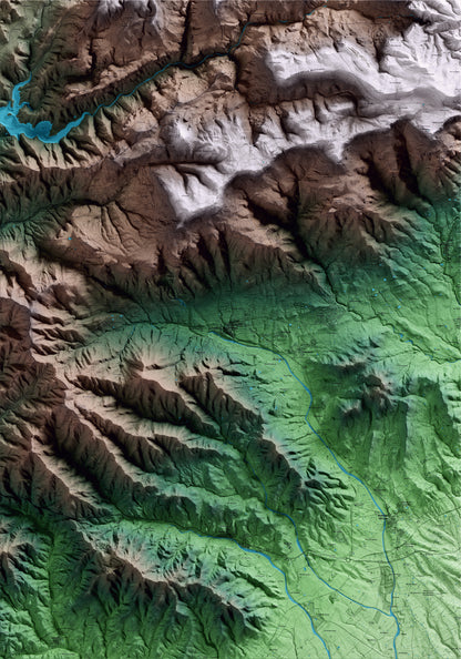 Mapa artístico del relieve de Alforja, al Baix Camp, con 15 km de entorno y base topográfica ICGC