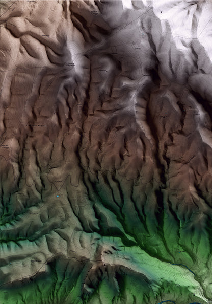 Mapa artístico del relieve de Alòs de Balaguer, a la Noguera, con 15 km de entorno y base topográfica ICGC. Detalle de la zona superior izquierda.