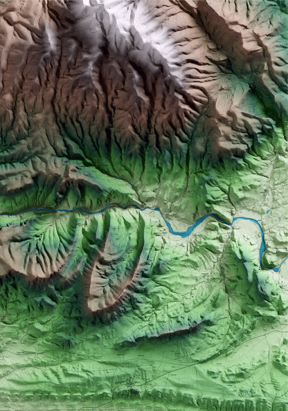 Mapa artístico del relieve de Alòs de Balaguer, a la Noguera, con 15 km de entorno y base topográfica ICGC