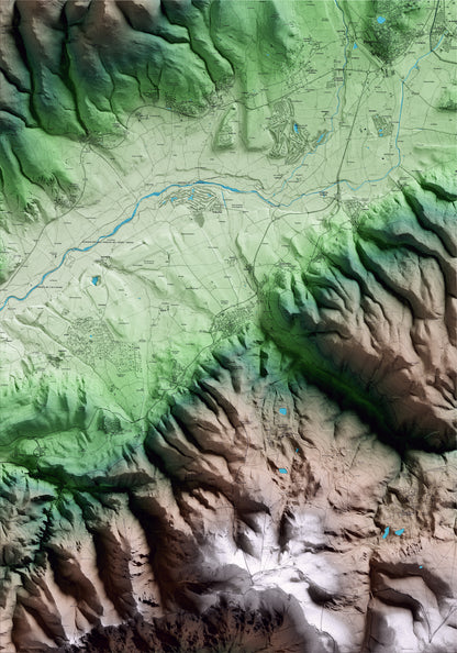 Mapa artístico del relieve de Alp, a la Cerdanya, con 15 km de entorno y base topográfica ICGC