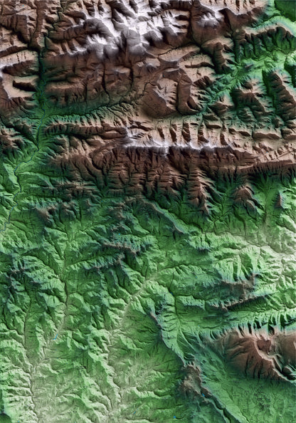 Mapa artístico del relieve de Alpens, al Lluçanès, con 15 km de entorno y base topográfica ICGC