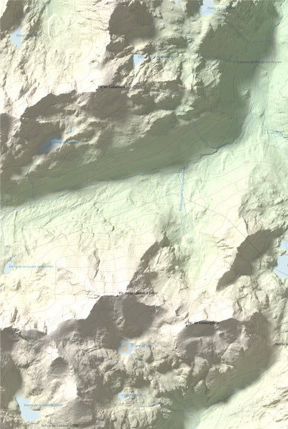 Mapa de relieve de Alt de Juclar, 2588 m, Andorra, lámina 100 Cims de Trobart. Detalle de la zona superior izquierda. 61 × 91 cm.