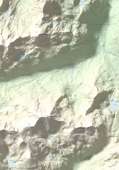 Mapa de relieve de Alt de Juclar, 2588 m, Andorra, lámina 100 Cims de Trobart. Detalle de la zona superior izquierda. 70 × 100 cm.