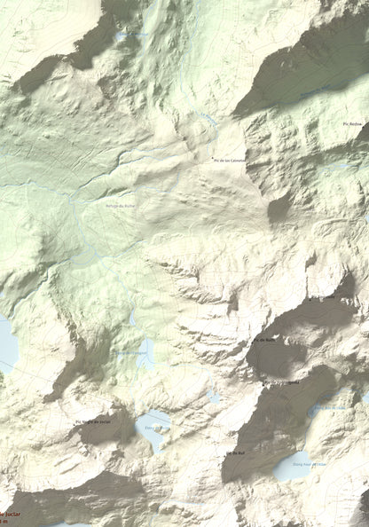Mapa de relieve de Alt de Juclar, 2588 m, Andorra, lámina 100 Cims de Trobart. Detalle de la zona superior derecha. 70 × 100 cm.