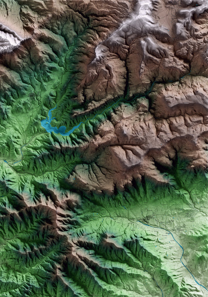 Mapa artístico del relieve de Arbolí, al Baix Camp, con 15 km de entorno y base topográfica ICGC
