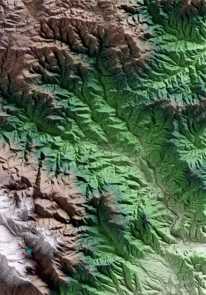 Mapa artístico del relieve de Arbúcies, a la Selva, con 15 km de entorno y base topográfica ICGC