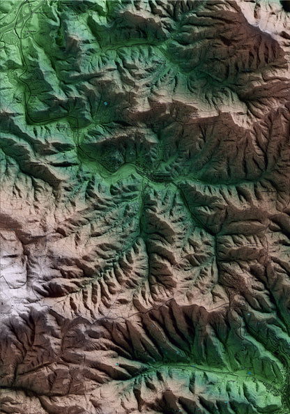 Mapa artístico del relieve de Arenys de Munt, al Maresme, con 15 km de entorno y base topográfica ICGC. Detalle de la zona superior izquierda.