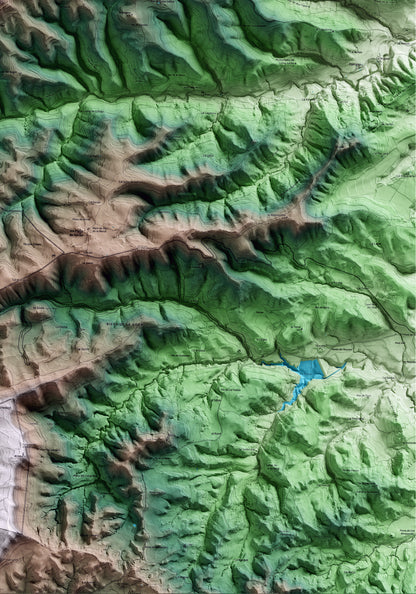 Mapa artístico del relieve de Argençola, al Anoia, con 15 km de entorno y base topográfica ICGC. Detalle de la zona inferior derecha.