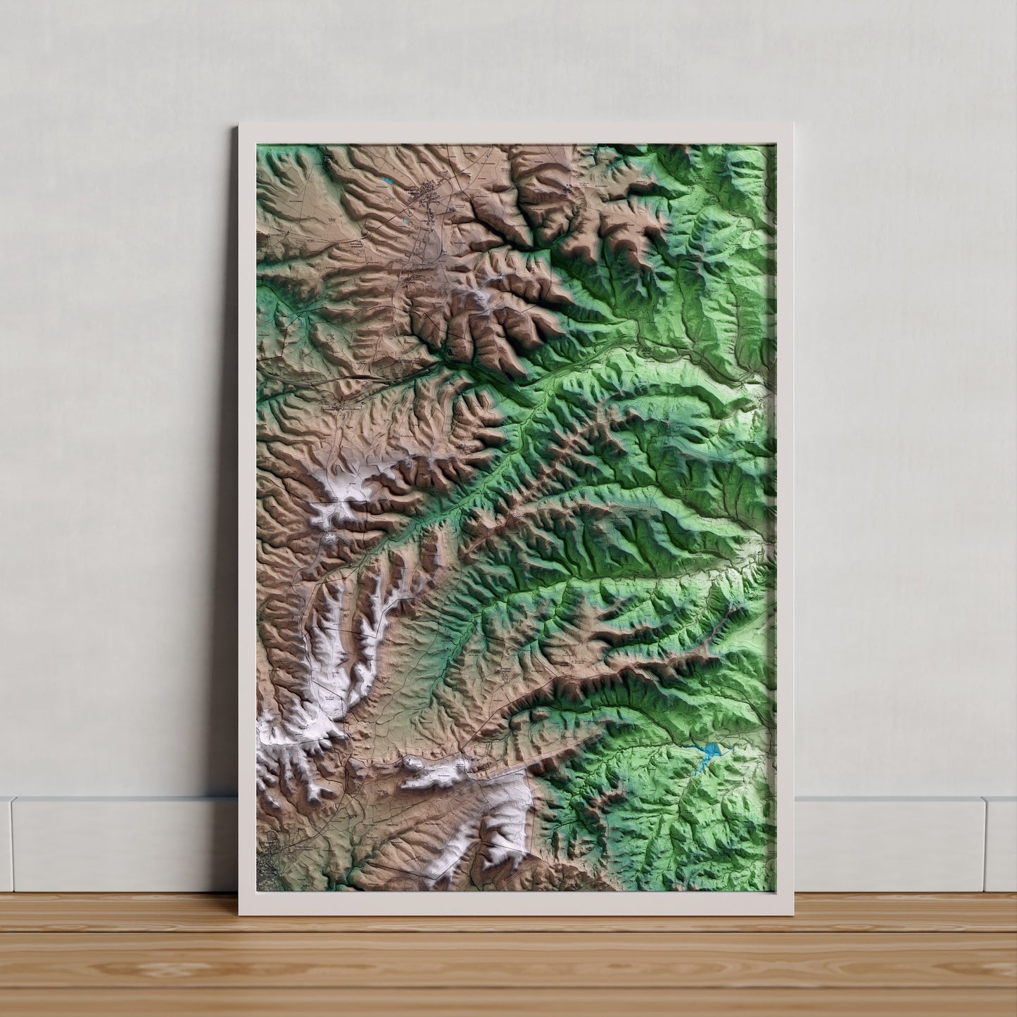 Mapa artístico del relieve de Argençola, al Anoia, con 15 km de entorno y base topográfica ICGC. Presentación enmarcada.