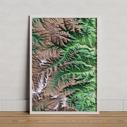 Mapa artístico del relieve de Argençola, al Anoia, con 15 km de entorno y base topográfica ICGC. Presentación enmarcada.