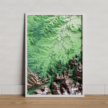 Mapa artístico del relieve de Arnes, a la Terra Alta, con 15 km de entorno y base topográfica ICGC. Presentación enmarcada.