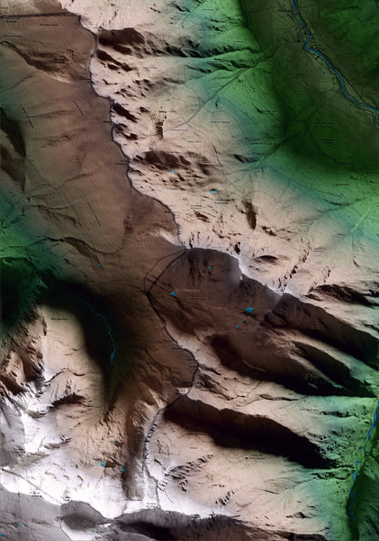 Mapa artístico del relieve de Arres, al Aran, con 15 km de entorno y base topográfica ICGC. Detalle de la zona inferior izquierda.