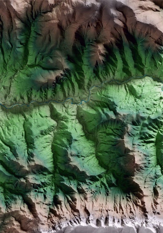 Mapa artístico del relieve de Arsèguel, al Alt Urgell, con 15 km de entorno y base topográfica ICGC