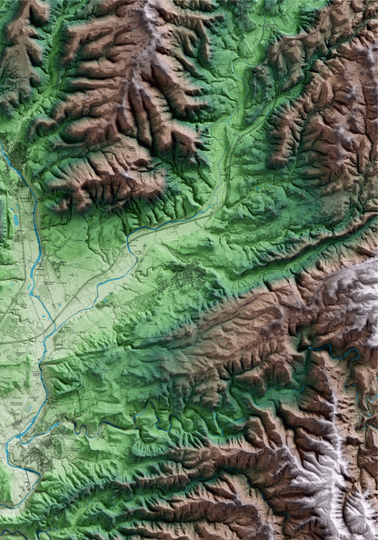 Mapa artístic del relleu d’Artés, al Bages, amb 15 km d’entorn i base topogràfica ICGC