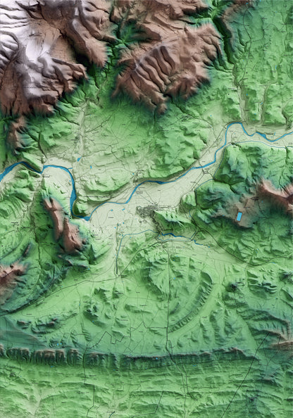 Mapa artístico del relieve de Artesa de Segre, a la Noguera, con 15 km de entorno y base topográfica ICGC