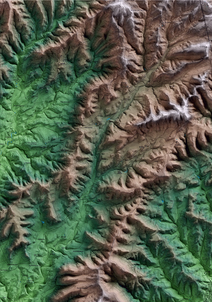 Mapa artístic del relleu d’Avinyó, al Bages, amb 15 km d’entorn i base topogràfica ICGC. Detall de la zona superior esquerra.