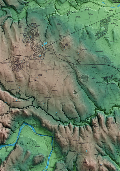 Mapa artístico del relieve de Avinyonet de Puigventós, al Alt Empordà, con 15 km de entorno y base topográfica ICGC. Detalle de la zona inferior izquierda.