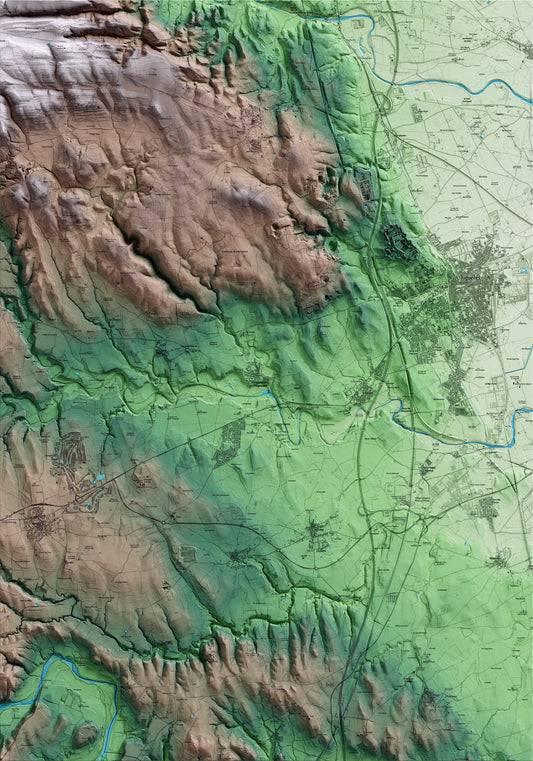 Mapa artístico del relieve de Avinyonet de Puigventós, al Alt Empordà, con 15 km de entorno y base topográfica ICGC