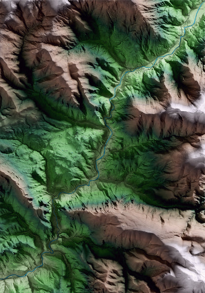 Mapa artístico del relieve de Baix Pallars, al Pallars Sobirà, con 15 km de entorno y base topográfica ICGC