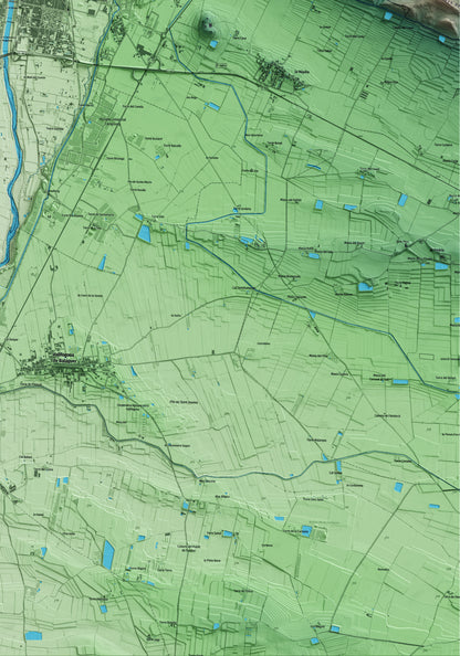 Mapa artístico del relieve de Balaguer, a la Noguera, con 15 km de entorno y base topográfica ICGC. Detalle de la zona inferior derecha.