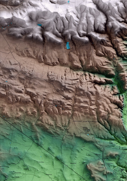 Mapa artístico del relieve de Balaguer, a la Noguera, con 15 km de entorno y base topográfica ICGC. Detalle de la zona superior izquierda.