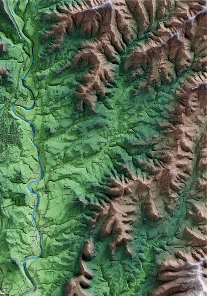 Mapa artístic del relleu de Balsareny, al Bages, amb 15 km d’entorn i base topogràfica ICGC. Detall de la zona superior dreta.