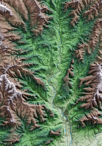 Mapa artístic del relleu de Balsareny, al Bages, amb 15 km d’entorn i base topogràfica ICGC