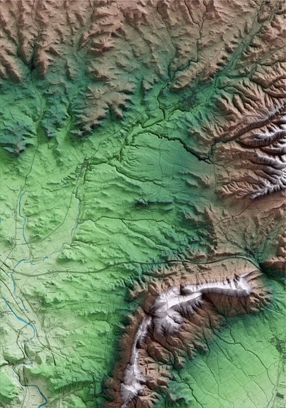 Mapa artístico del relieve de Barberà de la Conca, a la Conca de Barberà, con 15 km de entorno y base topográfica ICGC
