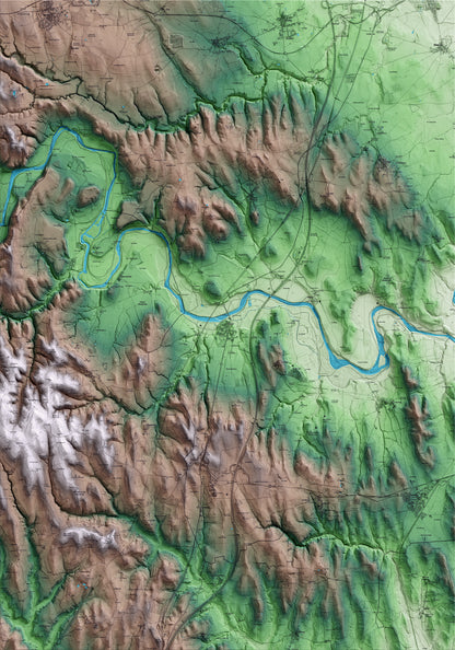 Mapa artístico del relieve de Bàscara, al Alt Empordà, con 15 km de entorno y base topográfica ICGC
