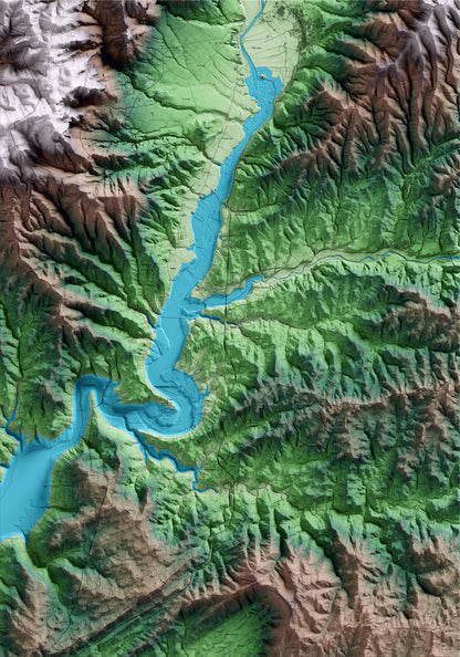 Mapa artístico del relieve de Bassella, al Alt Urgell, con 15 km de entorno y base topográfica ICGC
