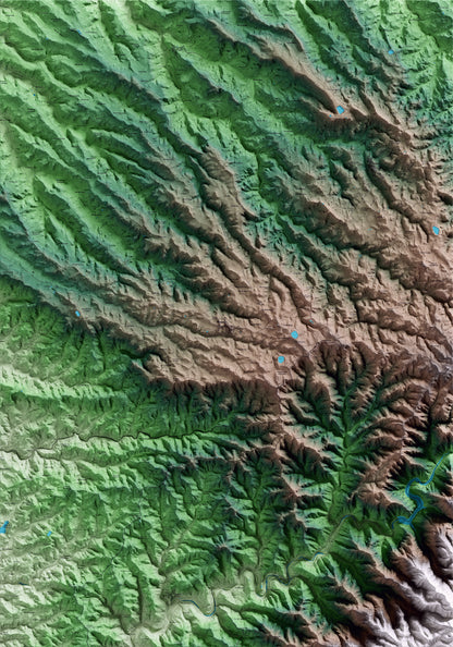 Mapa artístico del relieve de Bellaguarda, a las Garrigues, con 15 km de entorno y base topográfica ICGC